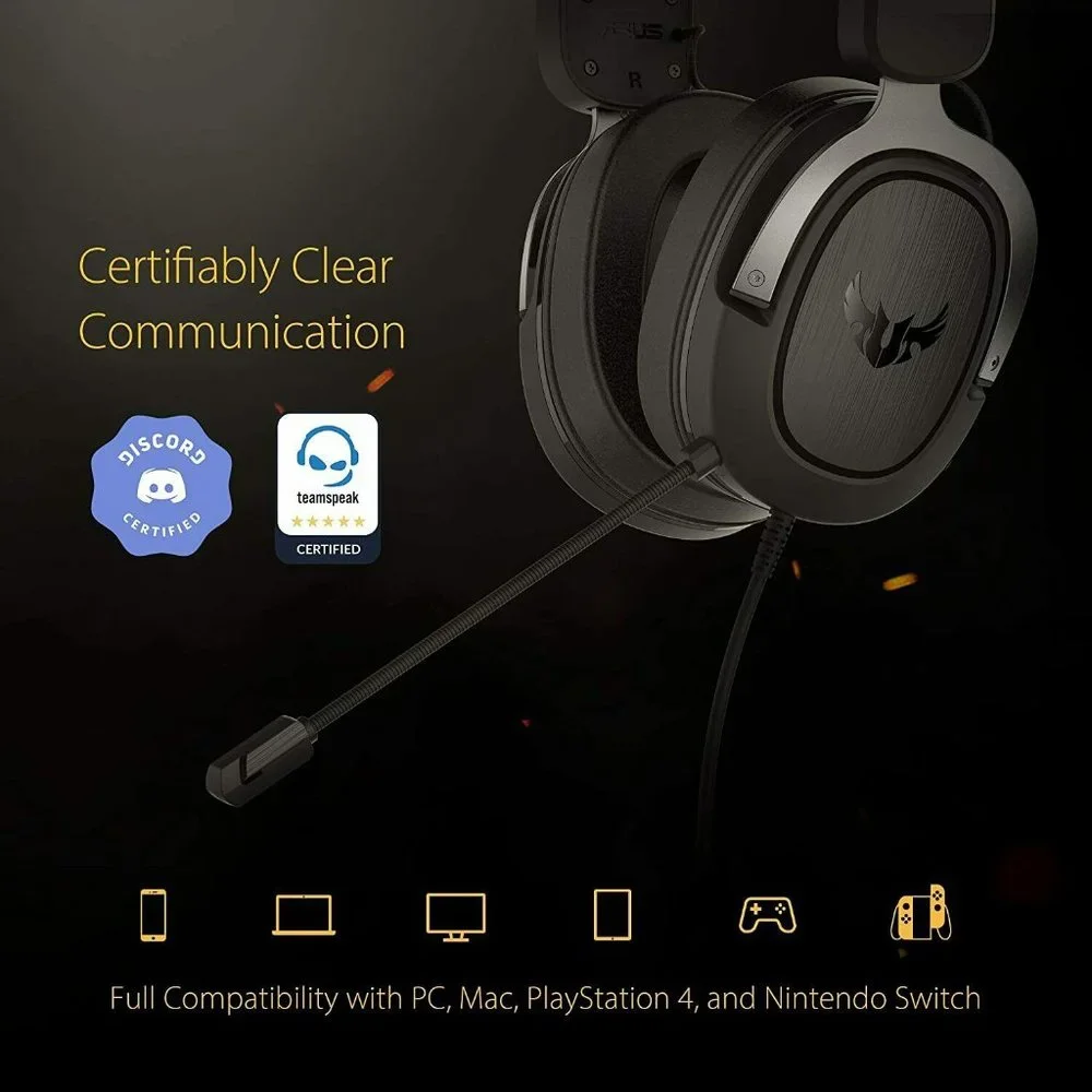ASUS TUF H3 Gaming Headset H3 – Discord, TeamSpeak Certified |7.1 Surround Sound